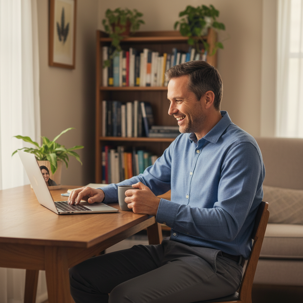 AMPS executive on a friendly video call with a member
