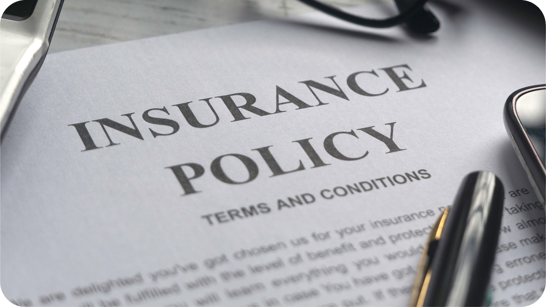 Certificate of protection document with terms and conditions, glasses and pen alongside